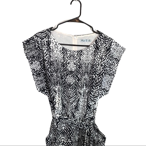 Eliza J Short Sleeve Chic Belted Sash Snakeskin Snake Print Mini Dress 6 petite - Picture 3 of 15